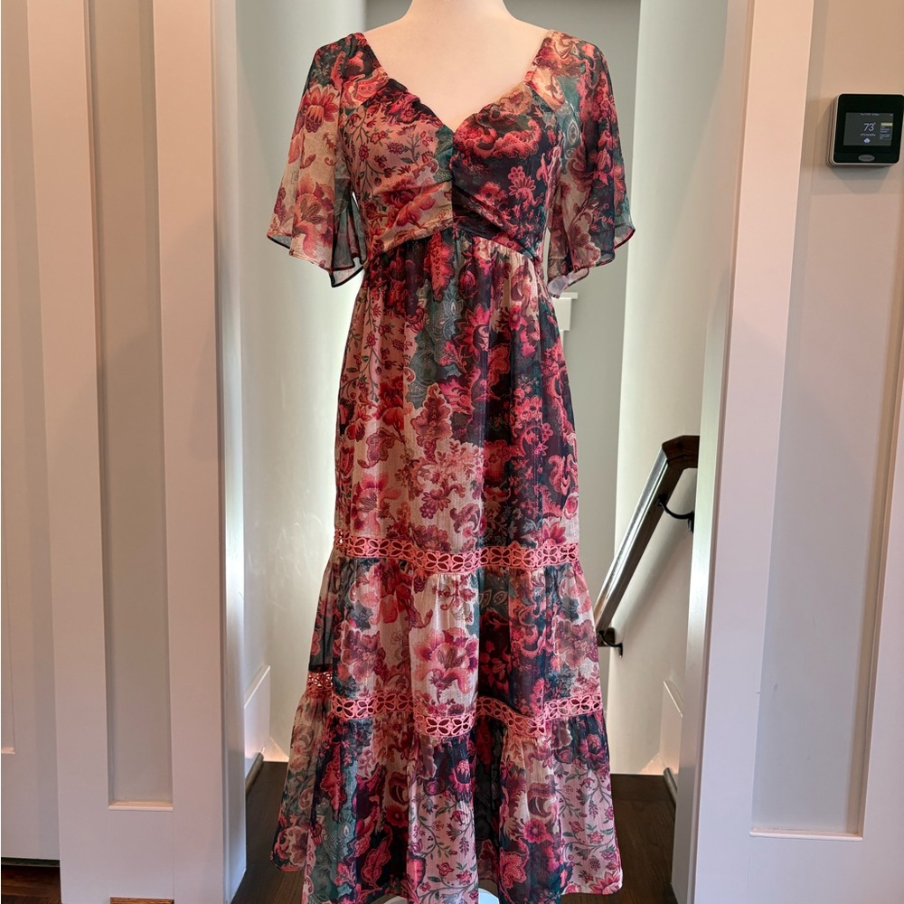 Adelyn Rae Red Ruched Sundress Sweetheart Neckline